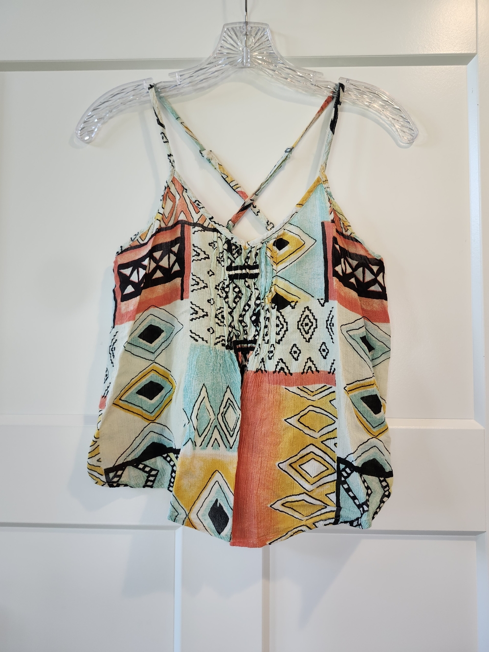 Billabong Multi-Color Geometric Crisscross Tank Top